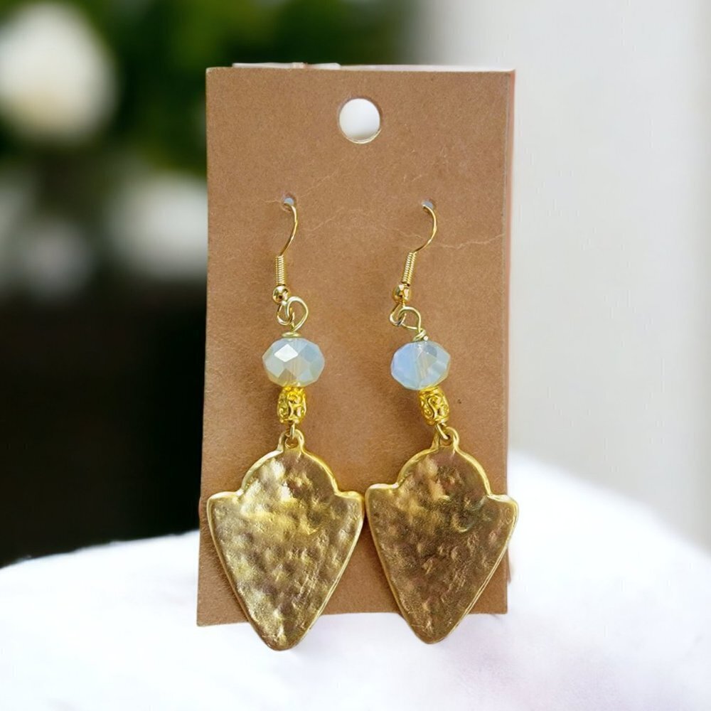 Matte Gold Bohemian‎ Brass with Smoky Gray Czech Crystal Earrings … - Picture 2 of 2